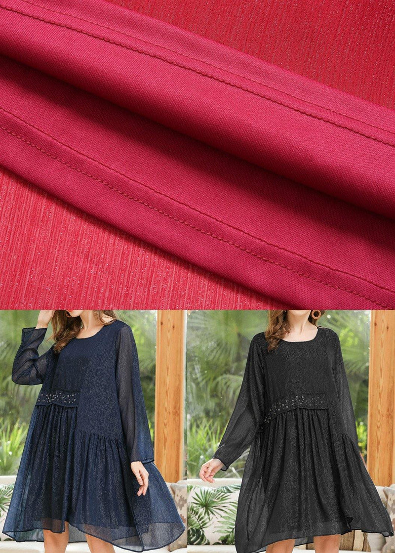 Simple Red Asymmetrical Design Chiffon Summer Dress
