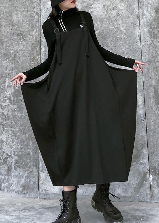 Simple Spaghetti Strap Asymmetric Spring Tunics Wardrobes Black Dress