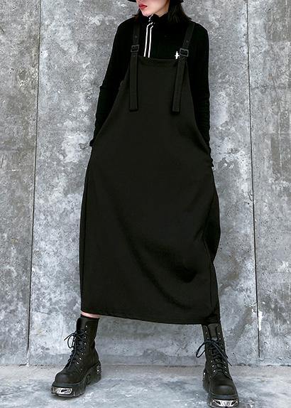 Simple Spaghetti Strap Asymmetric Spring Tunics Wardrobes Black Dress