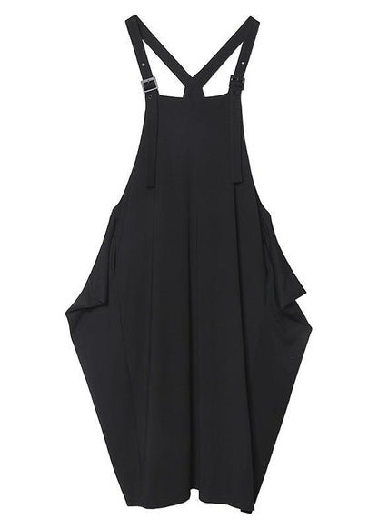 Simple Spaghetti Strap Asymmetric Spring Tunics Wardrobes Black Dress