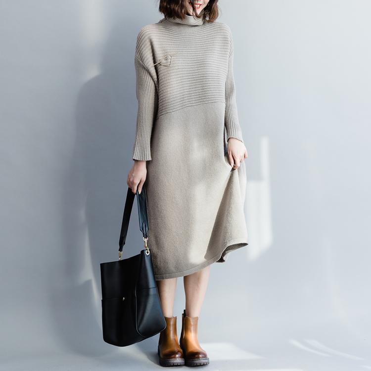 Simple Sweater Weather High Neck Gray Big Knitwear