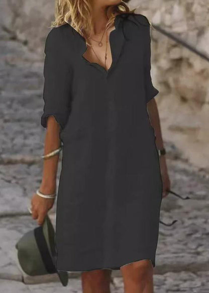Simple White Oversized Linen Day Shirt Dress Summer
