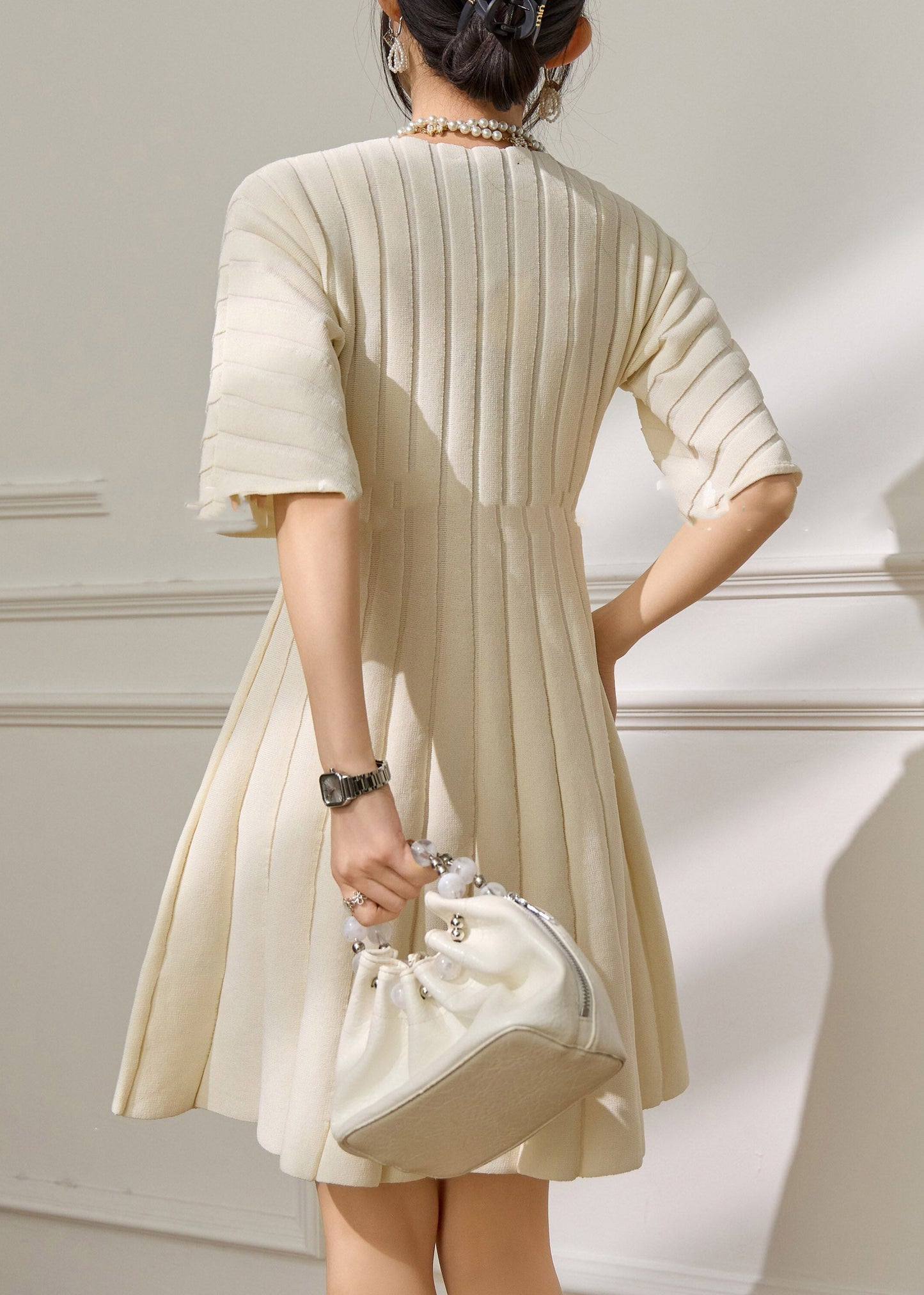Simple White Striped Holiday Maxi Dress Summer
