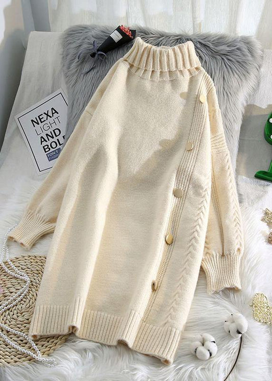 Simple Beige Sweater Dress Outfit Refashion Spring Largo High Neck Sweater Dress