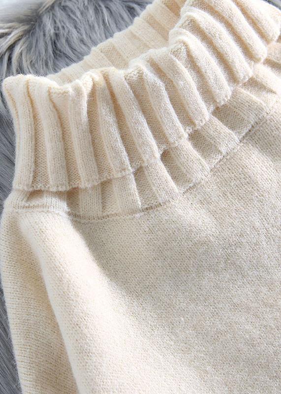 Simple Beige Sweater Dress Outfit Refashion Spring Largo High Neck Sweater Dress