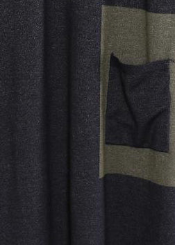 Simple Cotton Clothes Organic Loose Round Neck Long Knit Sweater Chocolate and Black Dress