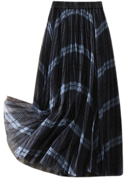 Simple Elastic Waist Plaid Tulle Skirt Spring