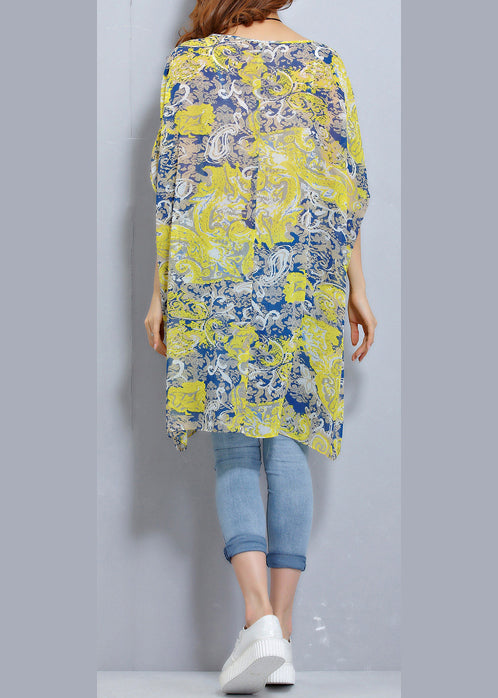 Simple O Neck Batwing Sleeve Chiffon Tunic Pattern Photography Blouses Summer