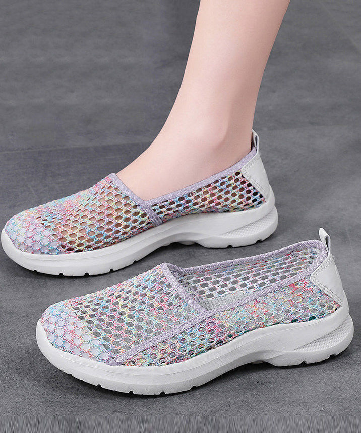 Soft Multicolour Hollow Out Flat Shoes for Knit Fabric