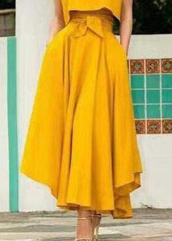 Color High Waist Belted Side Zipper Irregular Hem Skirts