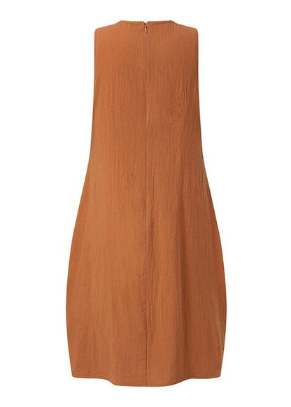 Pocket Army Green Crew Neck Tank Top Dress