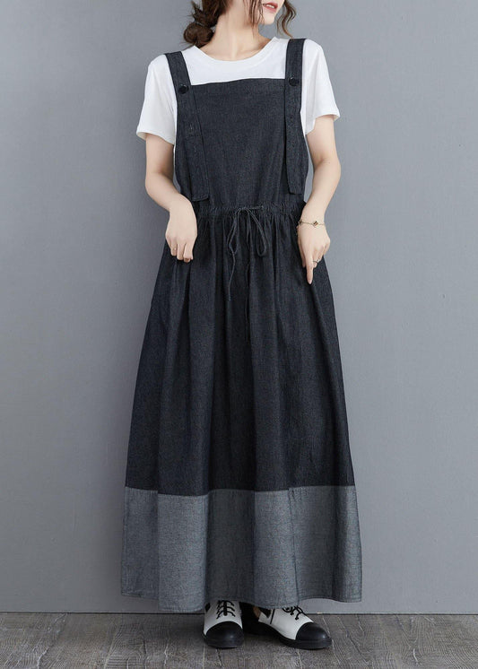 Splicing Denim Long Back Dress