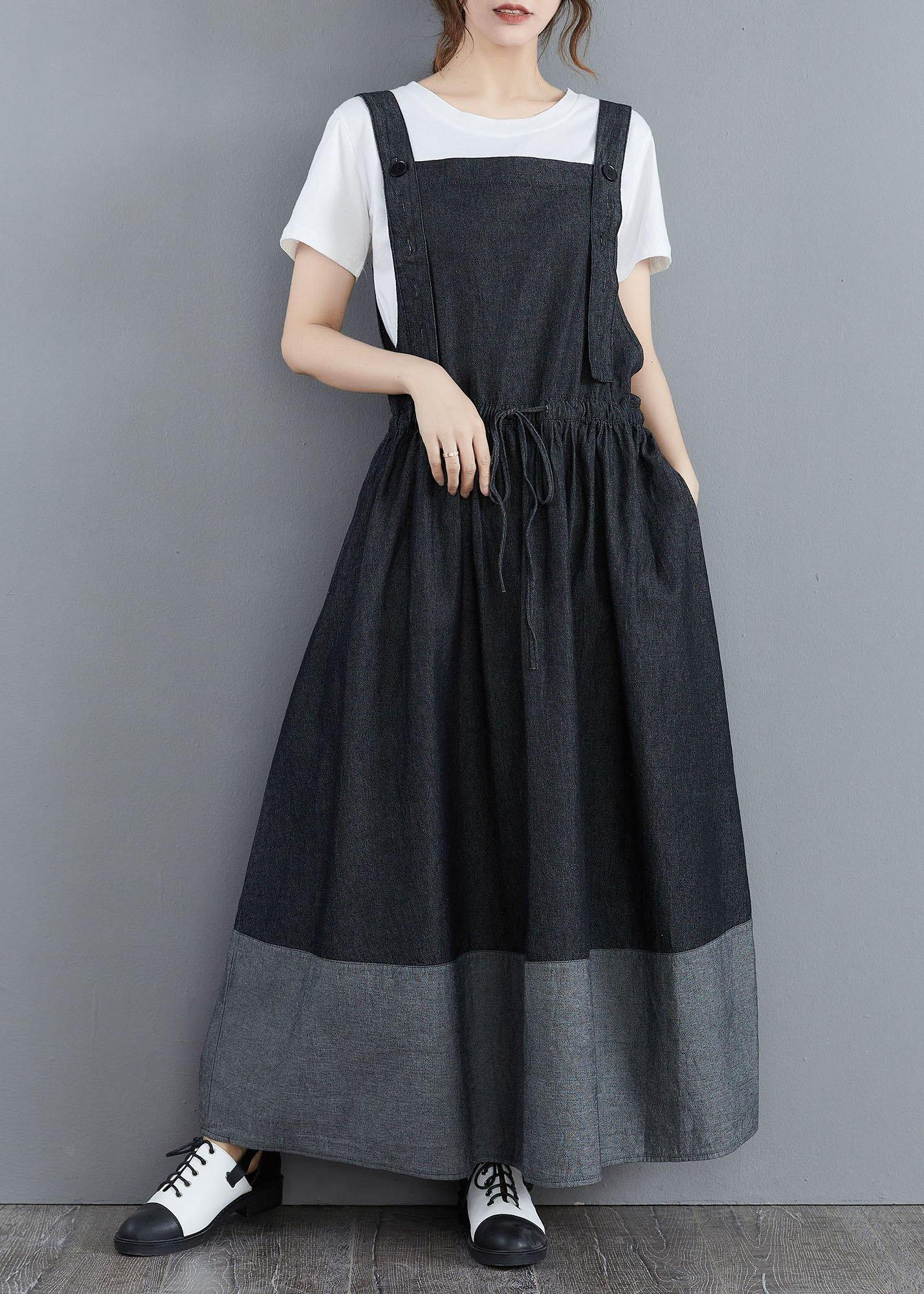Splicing Denim Long Back Dress