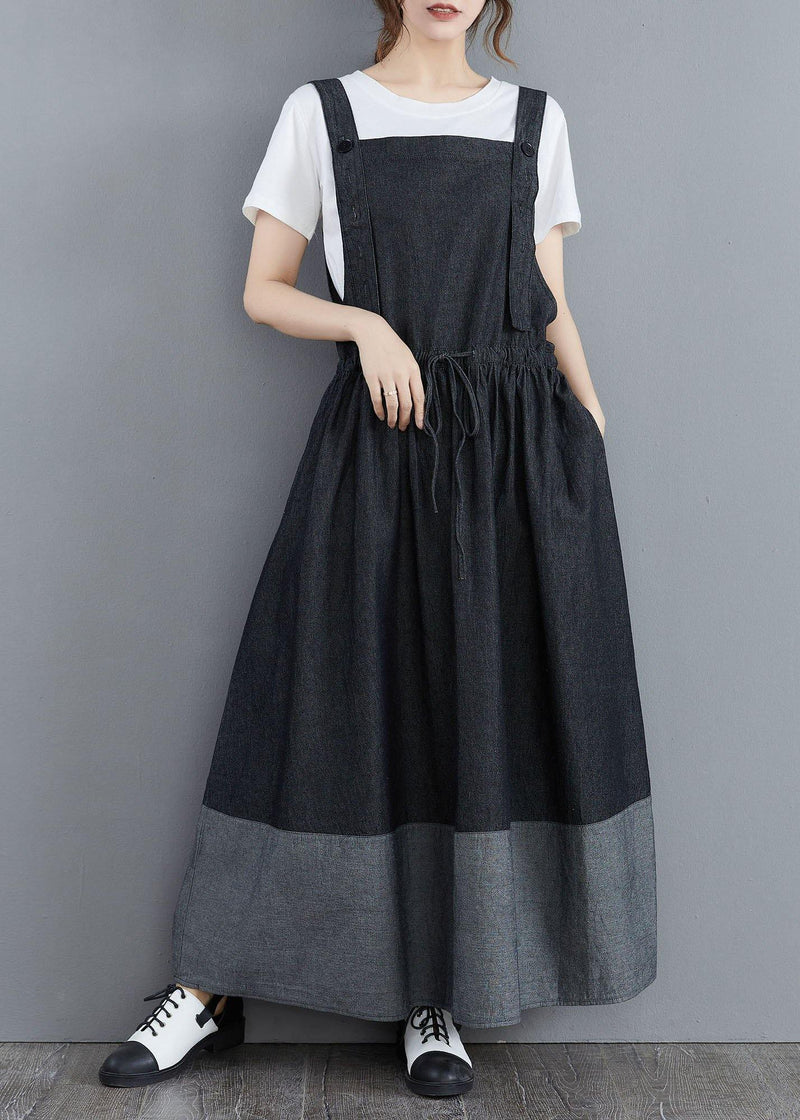 Splicing Denim Long Back Dress