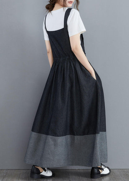 Splicing Denim Long Back Dress