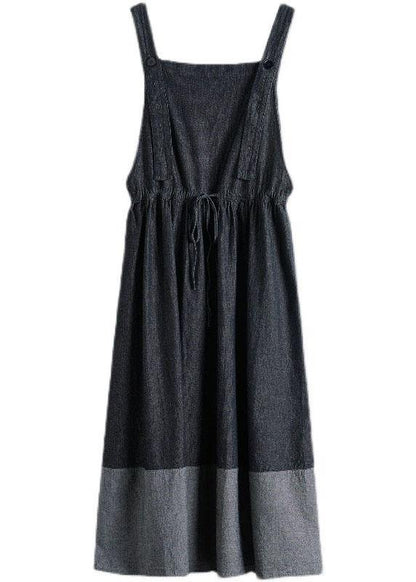 Splicing Denim Long Back Dress