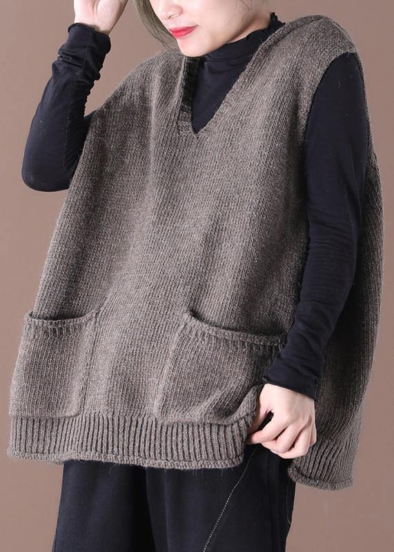 New Loose Large Size Literary Hooded Knit Waistcoat Sweater Coat