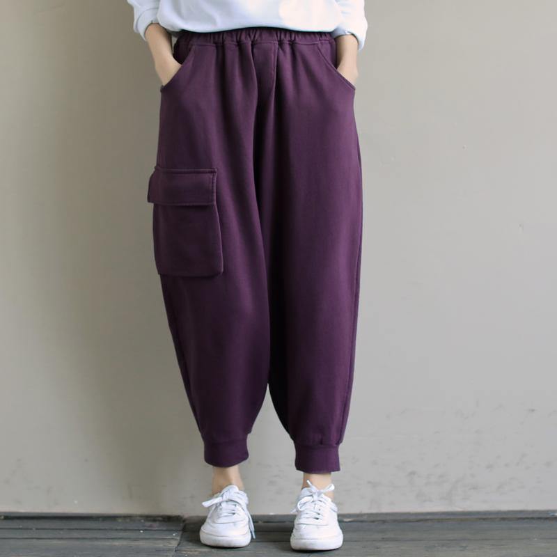Spring Purple New Color Single Pocket Show Thin Harem Pants