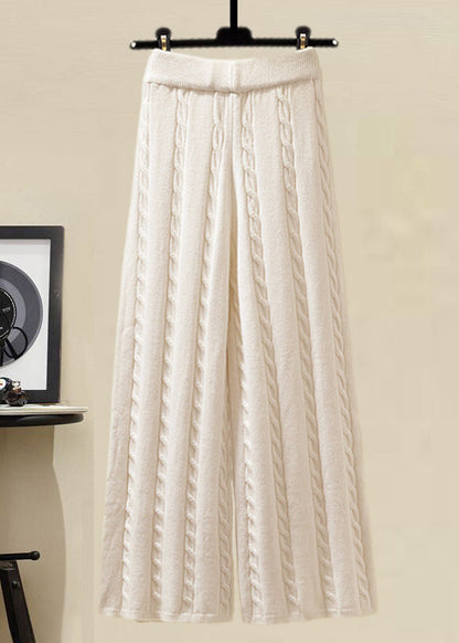 Style Apricot O Neck Sweaters and Skirts Knit Two Pieces Set Spring