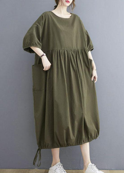 Style Black Cinched O Neck Holiday Dress Puff Sleeve