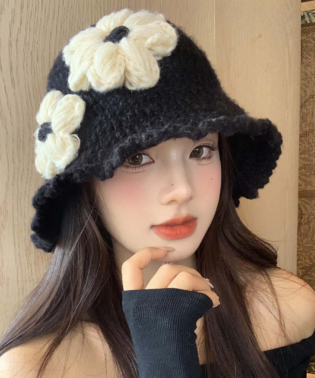 Style Black Cozy Warm Knit Bucket Hat