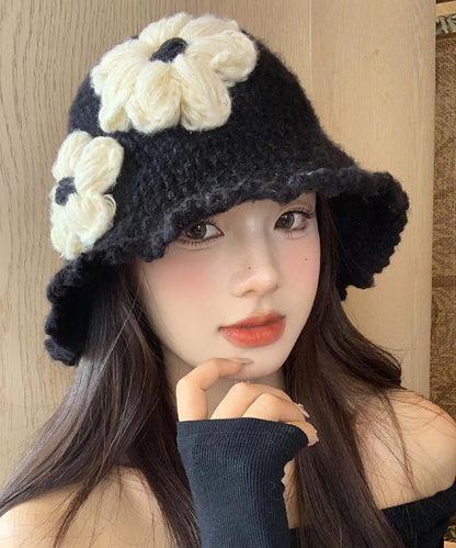 Style Black Cozy Warm Knit Bucket Hat