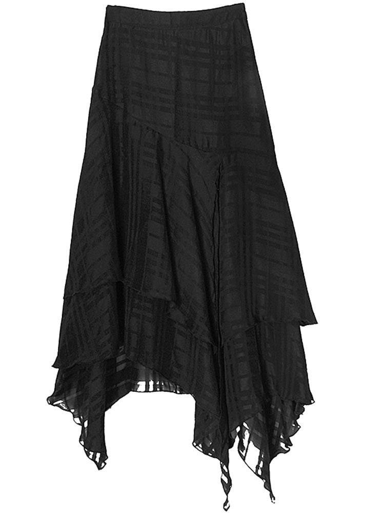 Style Black High Waist Side Open Summer Skirt