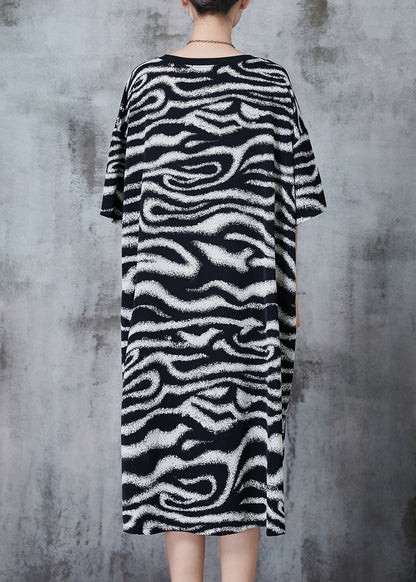 Style Black Oversized Striped Chiffon Maxi Dresses Summer
