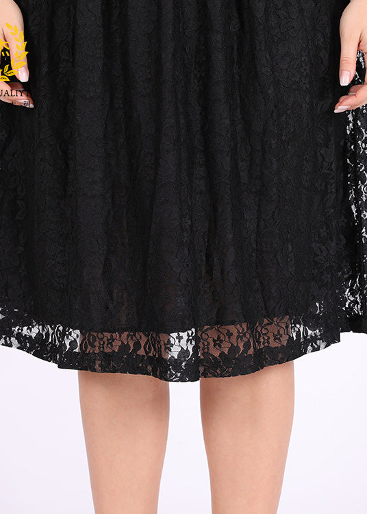 Style Black V Neck Lace Mid Dresses Summer