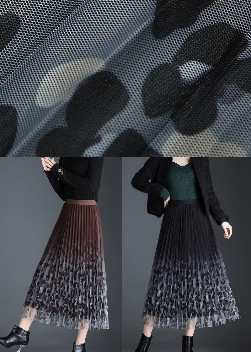 Style Chocolate High Waist Gradient Color a Line Fall Skirt