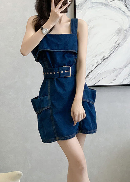Style Navy Tunic With Pockets Denim Cami Dresses Summer