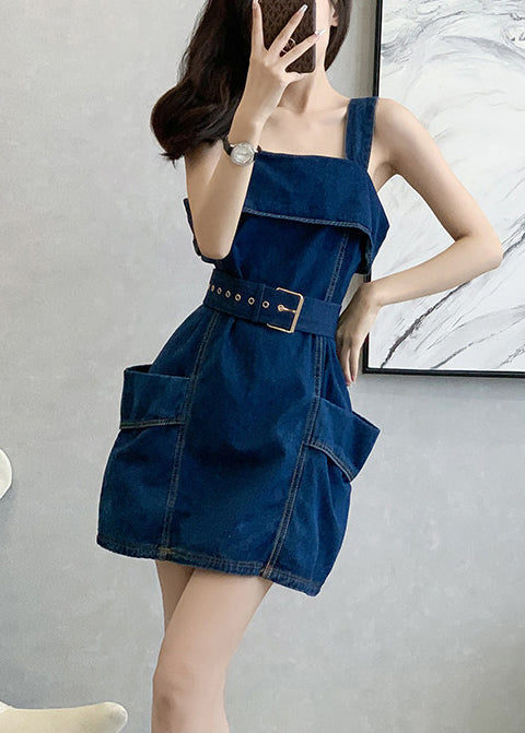 Style Navy Tunic With Pockets Denim Cami Dresses Summer