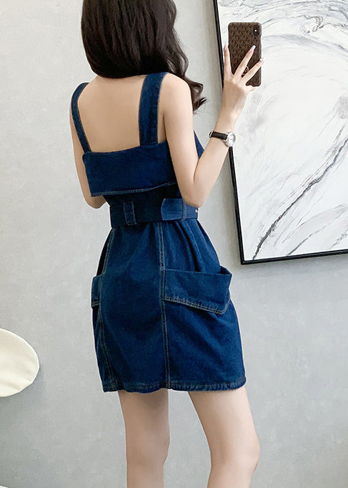 Style Navy Tunic With Pockets Denim Cami Dresses Summer