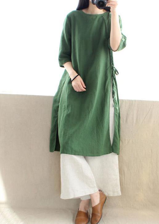 Style O Neck Half Sleeve Clothes Photography Green Dress