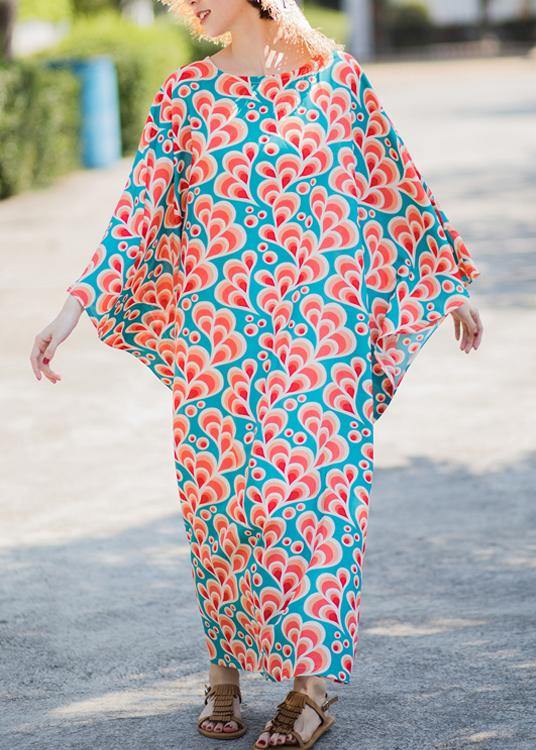 Style Print Kaftan Batwing Sleeve Maxi Dresses