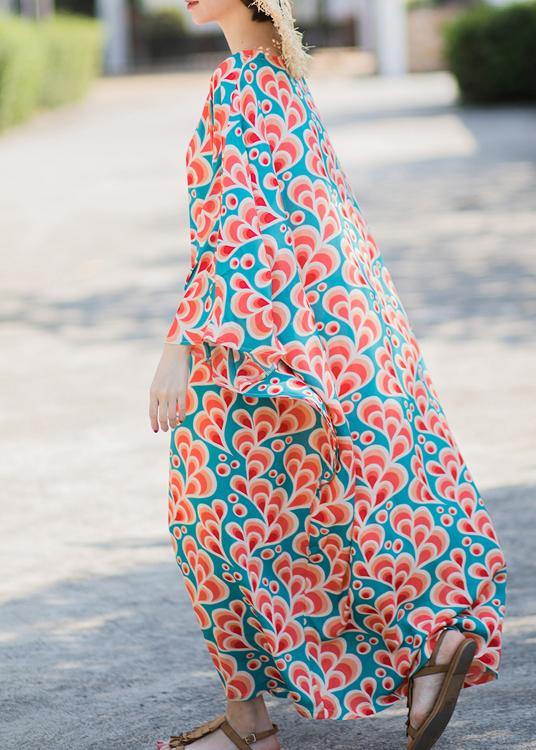 Style Print Kaftan Batwing Sleeve Maxi Dresses