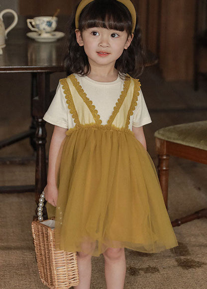 Style Purple Wrinkled Lace Patchwork False Two Pieces Tulle Baby Dress Summer