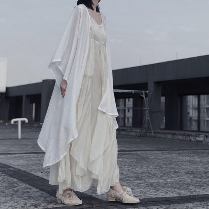 Style Spaghetti Strap Asymmetric Tunics Catwalk White Dresses