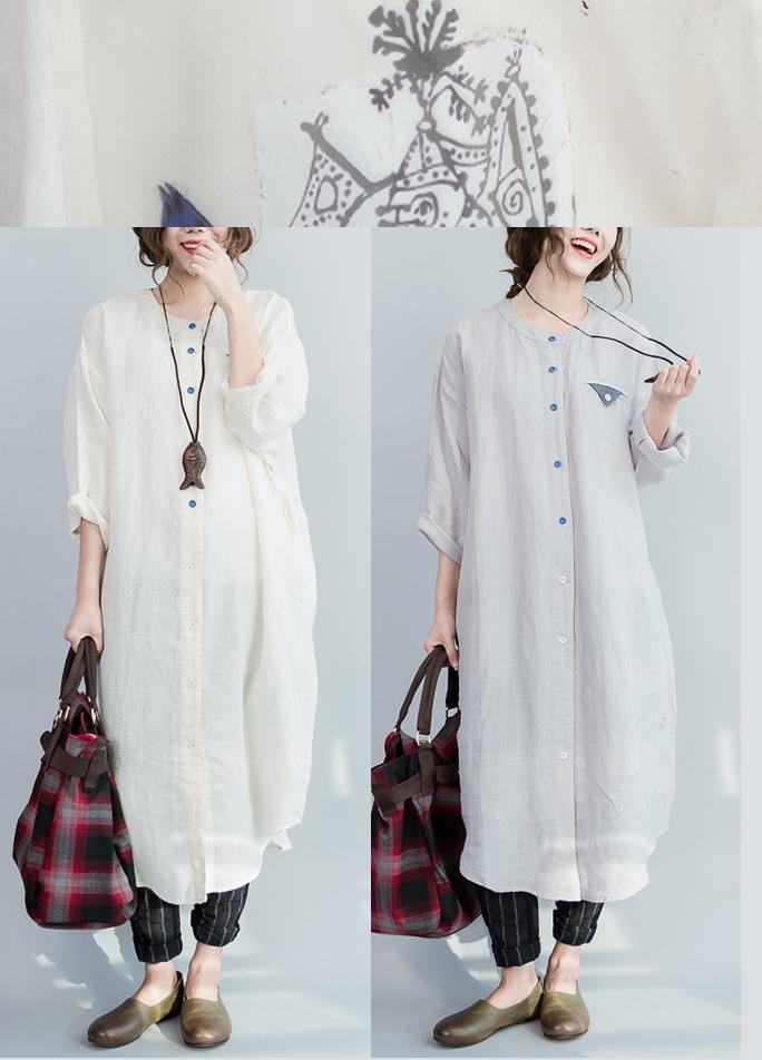 Style White Button Maxi Summer Cotton Dress