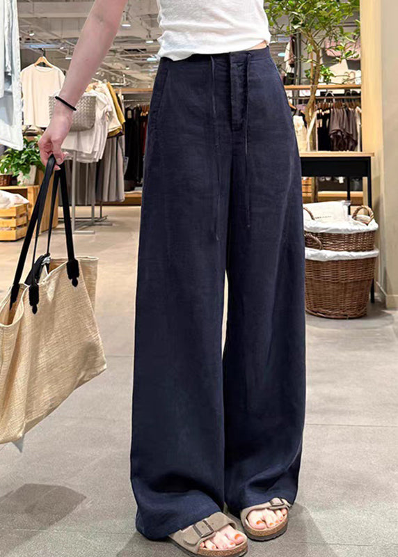 Style White Tie Waist Wide Leg Pants Summer