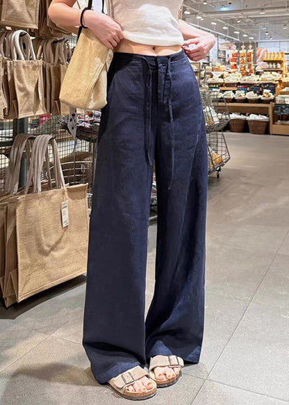 Style White Tie Waist Wide Leg Pants Summer