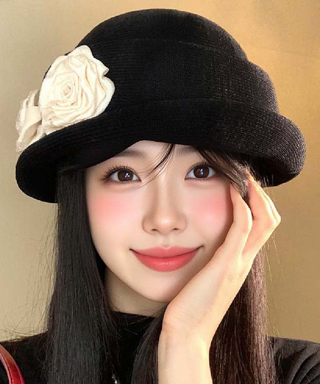 Stylish Black Versatile Knit Beret Hat
