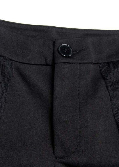 Stylish Black Patchworktulle Asymmetrical Design Wide Leghot Pants Trousers