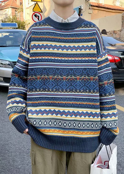 Stylish Black Striped Cozy Patchwork Knit Sweaters Spring