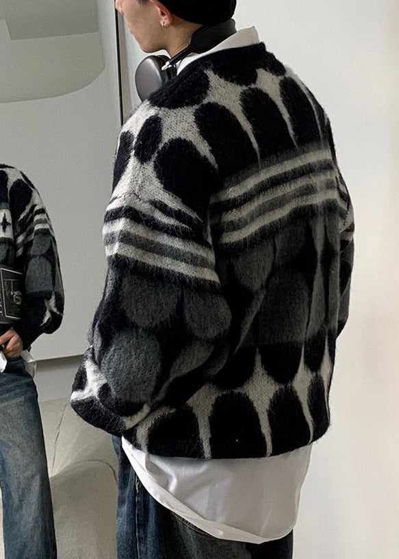 Stylish Black Striped Letter Cozy Knit Sweaters Spring