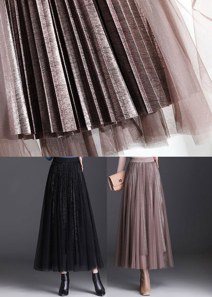 Stylish Chocolate Draping Tulle a Line Skirts Spring