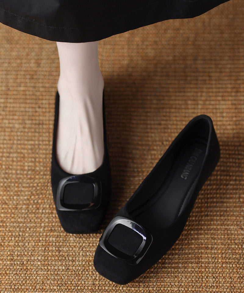 Stylish Flat Shoes for Black Cowhide Leather