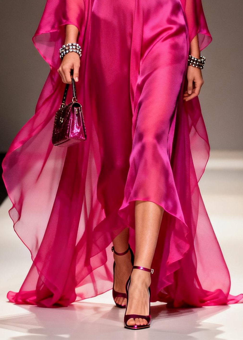 Stylish Rose Oversized Exra Large Hem Chiffon Holiday Dress Summer