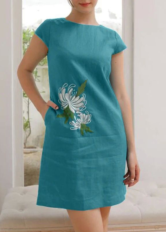 Summer Dress O-neck Embroidery