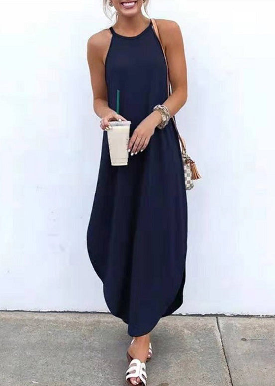 Summer Grey Strap Sleeveless Irregular Party Maxi Dress